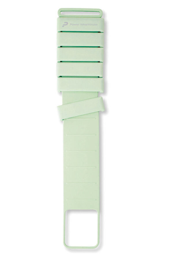 Product shot of extended wrist and ankle weights in light powder green