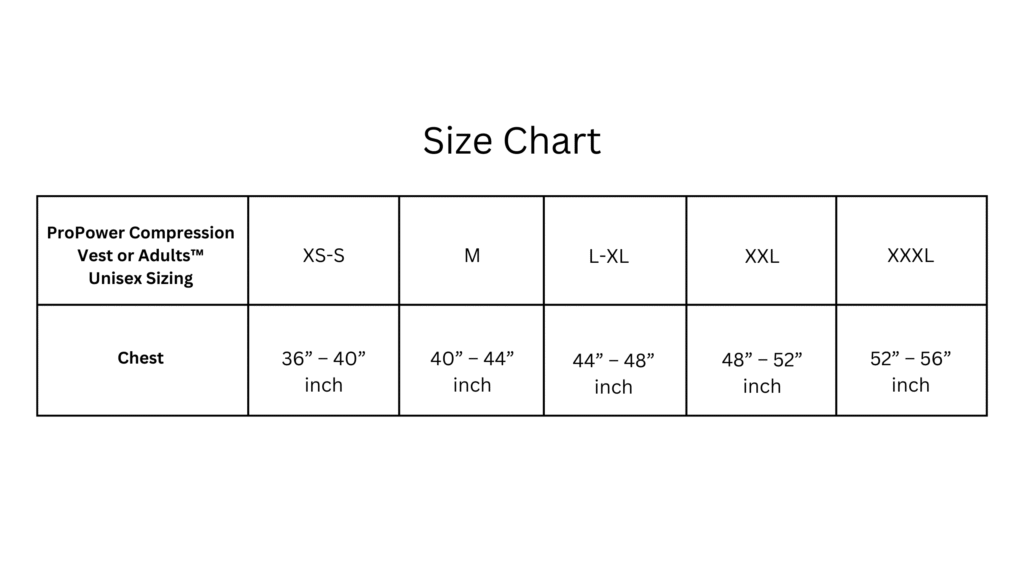 Vest For Adults Size Chart